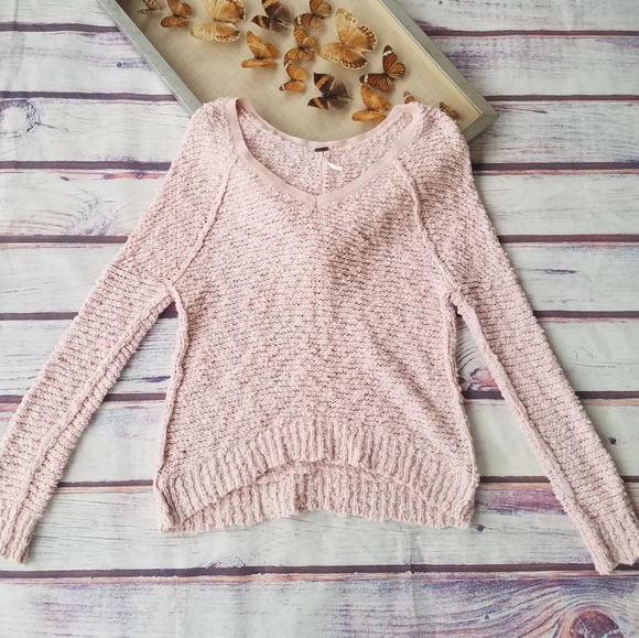 Free People Sweaters - Free People Pink Chunky Knit Oversized Sweater XS